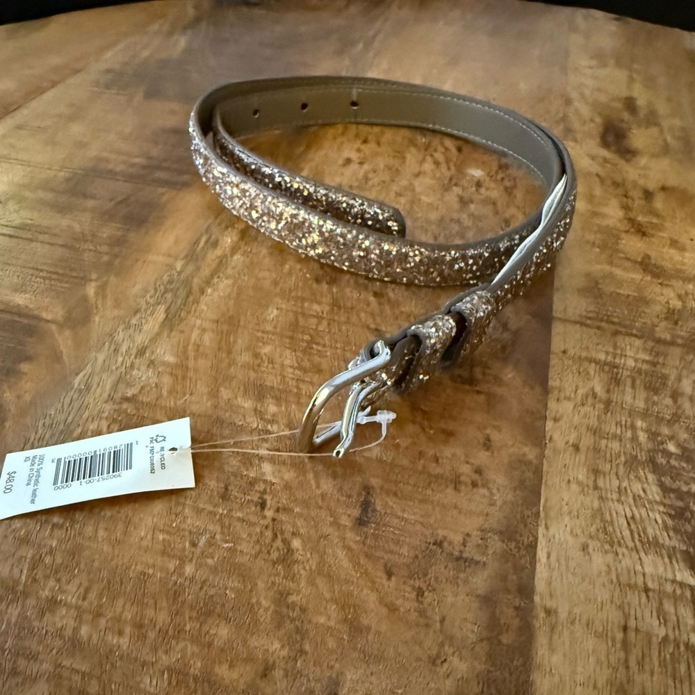 NWT Banana Republic Brown and Gold Glitter Belt, Size XS